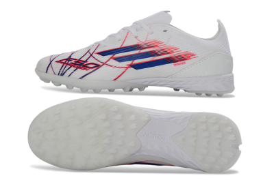 Adidas F50 Pro TF Football Shoes - White/Electric Blue/Crimson Red