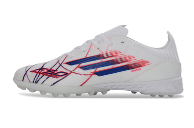 Adidas F50 Pro TF Football Shoes - White/Electric Blue/Crimson Red