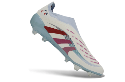 Adidas Predator 26 Elite Laceless FG Football Boots - White/Berry Blast/Sky Blue