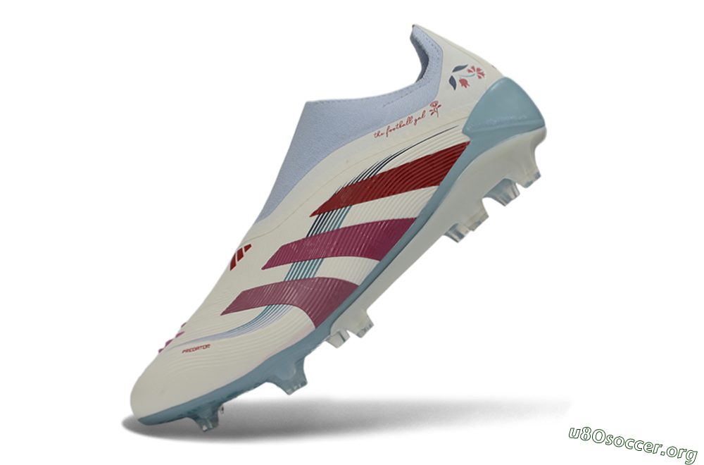 Adidas Predator 26 Elite Laceless FG Football Boots - White/Berry Blast/Sky Blue 5