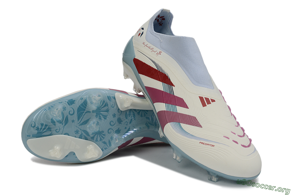 Adidas Predator 26 Elite Laceless FG Football Boots - White/Berry Blast/Sky Blue 0