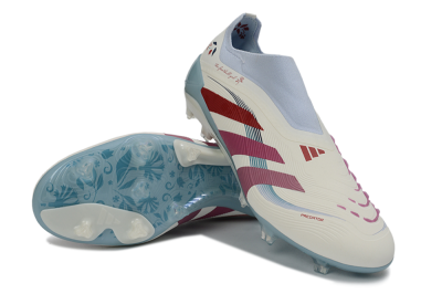 Adidas Predator 26 Elite Laceless FG Football Boots - White/Berry Blast/Sky Blue