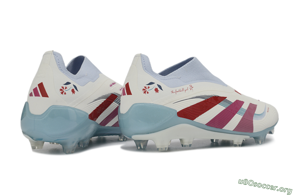 Adidas Predator 26 Elite Laceless FG Football Boots - White/Berry Blast/Sky Blue 6