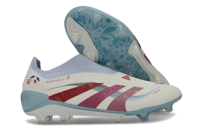 Adidas Predator 26 Elite Laceless FG Football Boots - White/Berry Blast/Sky Blue