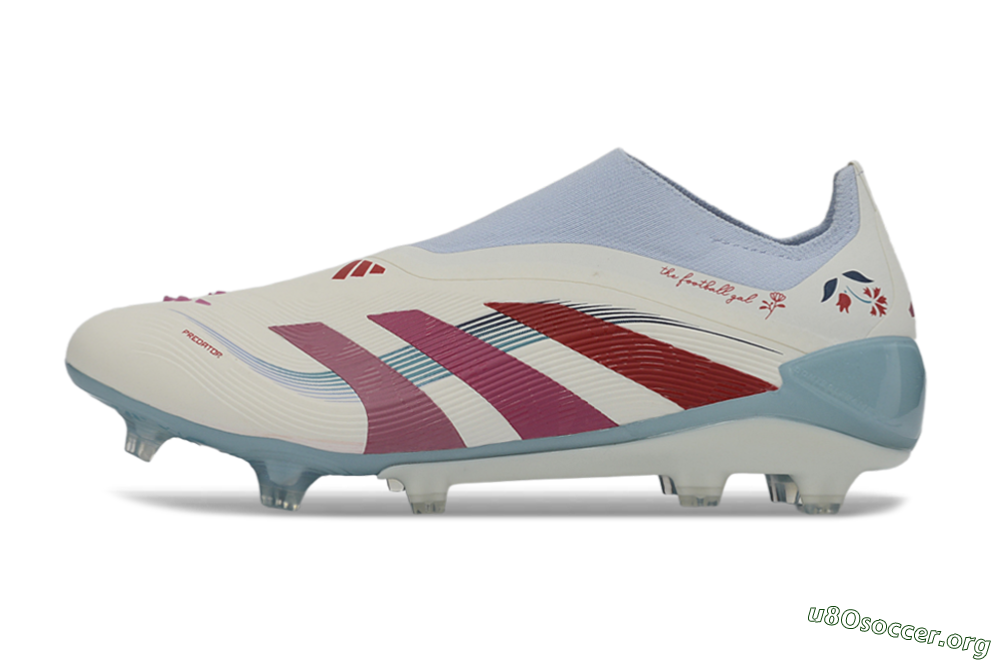 Adidas Predator 26 Elite Laceless FG Football Boots - White/Berry Blast/Sky Blue 3