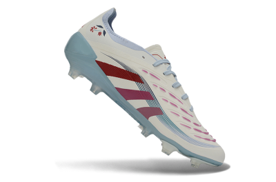 Adidas Predator 26 Elite FG Football Boots - White/Blush Pink/Light Blue