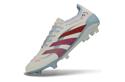 Adidas Predator 26 Elite FG Football Boots - White/Blush Pink/Light Blue