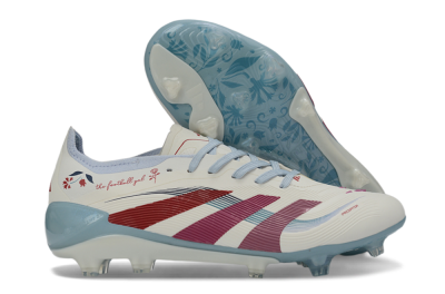 Adidas Predator 26 Elite FG Football Boots - White/Blush Pink/Light Blue