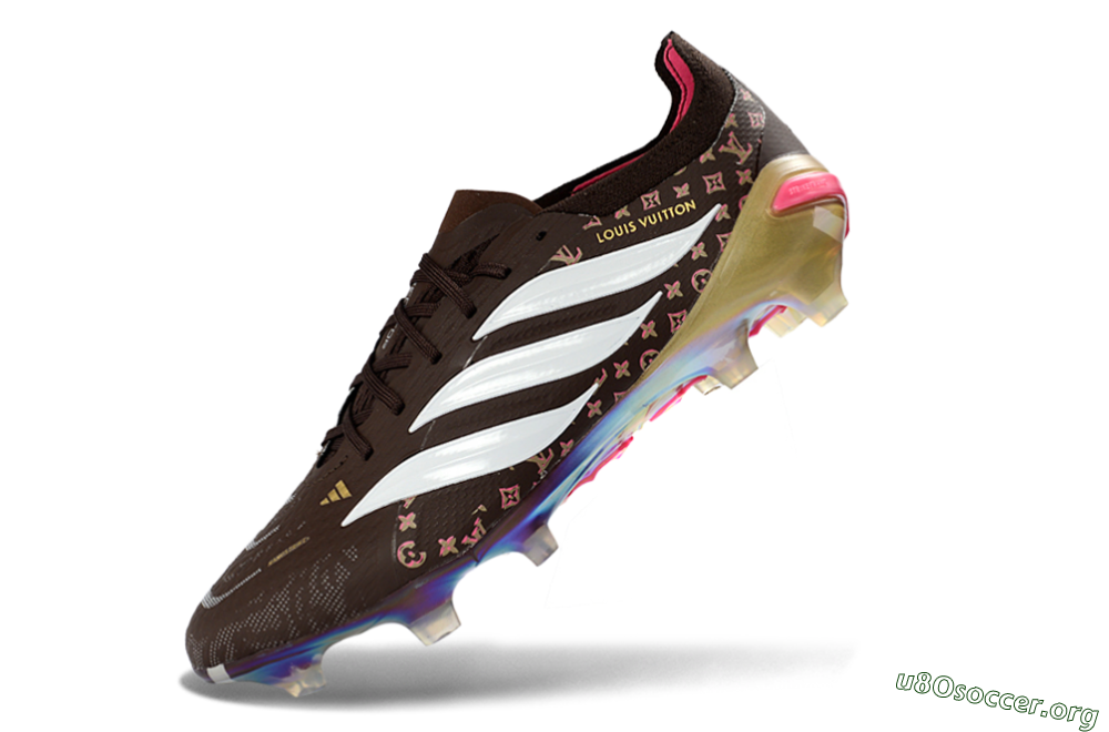 Adidas Predator 26 Elite FG Football Boots - Brown/Vibrant Pink/Metallic Gold 5