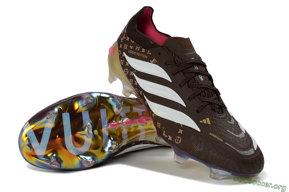 Adidas Predator 26 Elite FG Football Boots - Brown/Vibrant Pink/Metallic Gold 0