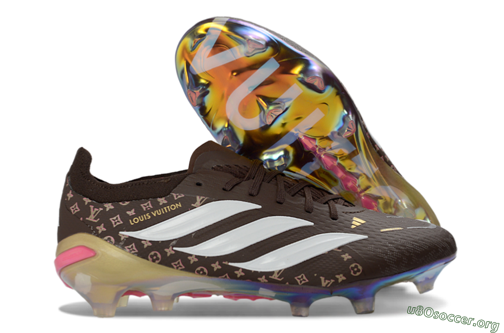 Adidas Predator 26 Elite FG Football Boots - Brown/Vibrant Pink/Metallic Gold 2