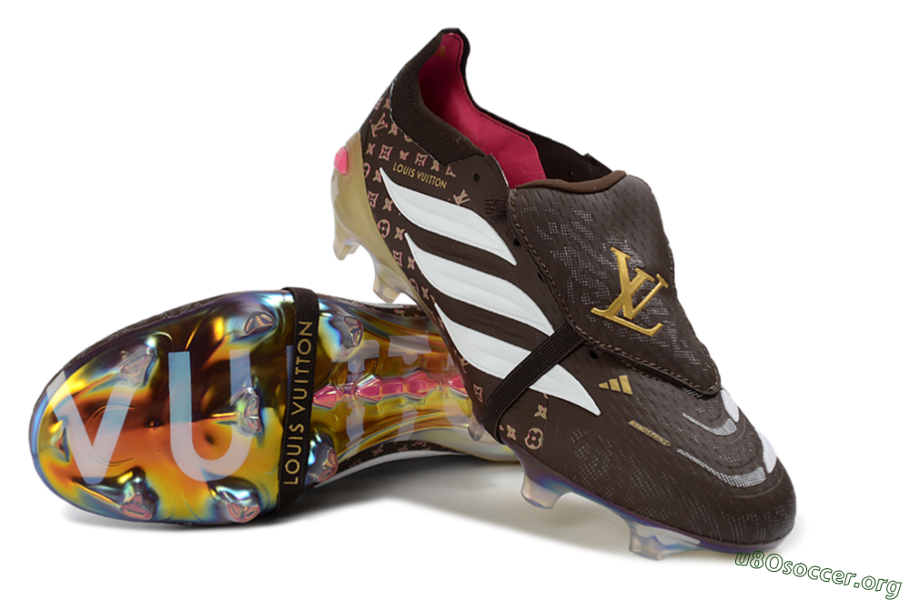 Adidas Predator 26 Elite Fold-Over Tongue FG Football Boots - Brown/Golden Pink/Rainbow 0