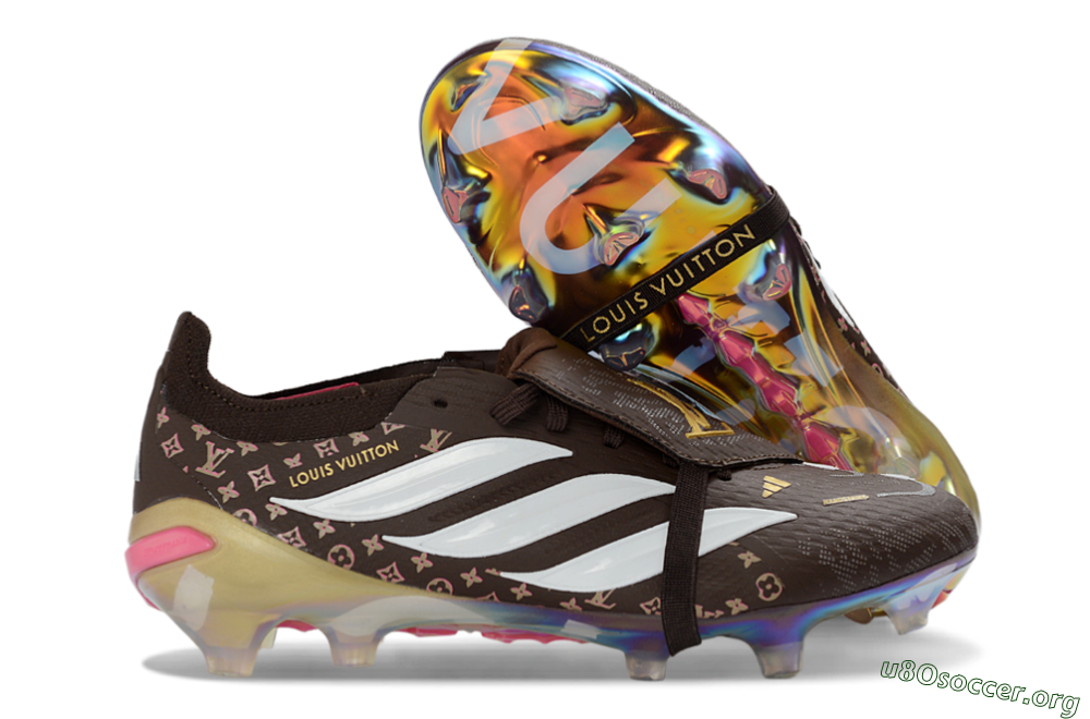 Adidas Predator 26 Elite Fold-Over Tongue FG Football Boots - Brown/Golden Pink/Rainbow 2