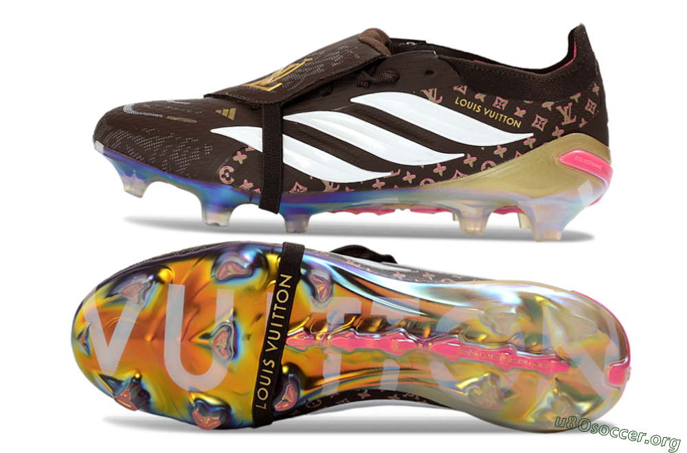 Adidas Predator 26 Elite Fold-Over Tongue FG Football Boots - Brown/Golden Pink/Rainbow 1