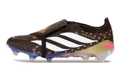 Adidas Predator 26 Elite Fold-Over Tongue FG Football Boots - Brown/Golden Pink/Rainbow