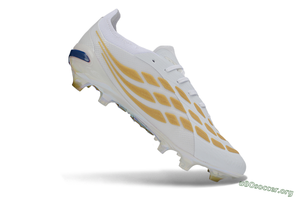 Adidas Predator 26 Elite FG Football Boots - White/Golden Accent/Iridescent Sole 4