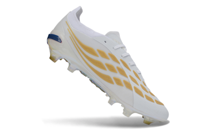 Adidas Predator 26 Elite FG Football Boots - White/Golden Accent/Iridescent Sole