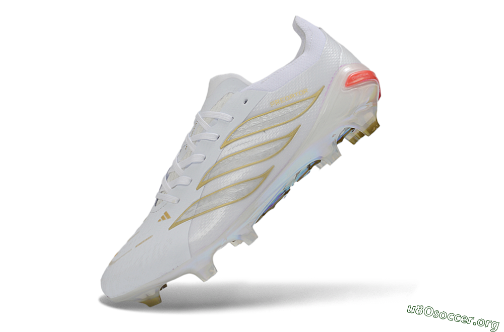 Adidas Predator 26 Elite FG Football Boots - White/Golden Accent/Iridescent Sole 5