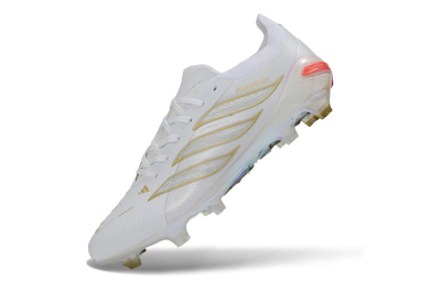 Adidas Predator 26 Elite FG Football Boots - White/Golden Accent/Iridescent Sole