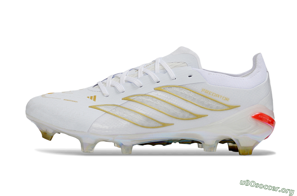Adidas Predator 26 Elite FG Football Boots - White/Golden Accent/Iridescent Sole 3
