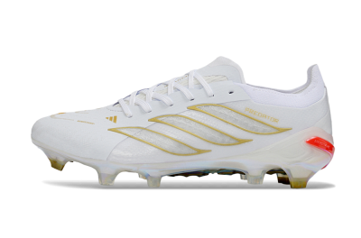 Adidas Predator 26 Elite FG Football Boots - White/Golden Accent/Iridescent Sole