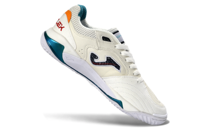 Joma Top Flex IC Football Shoes - White/Teal/Sunset Orange