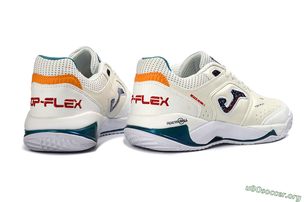 Joma Top Flex IC Football Shoes - White/Teal/Sunset Orange 6