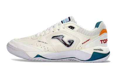 Joma Top Flex IC Football Shoes - White/Teal/Sunset Orange