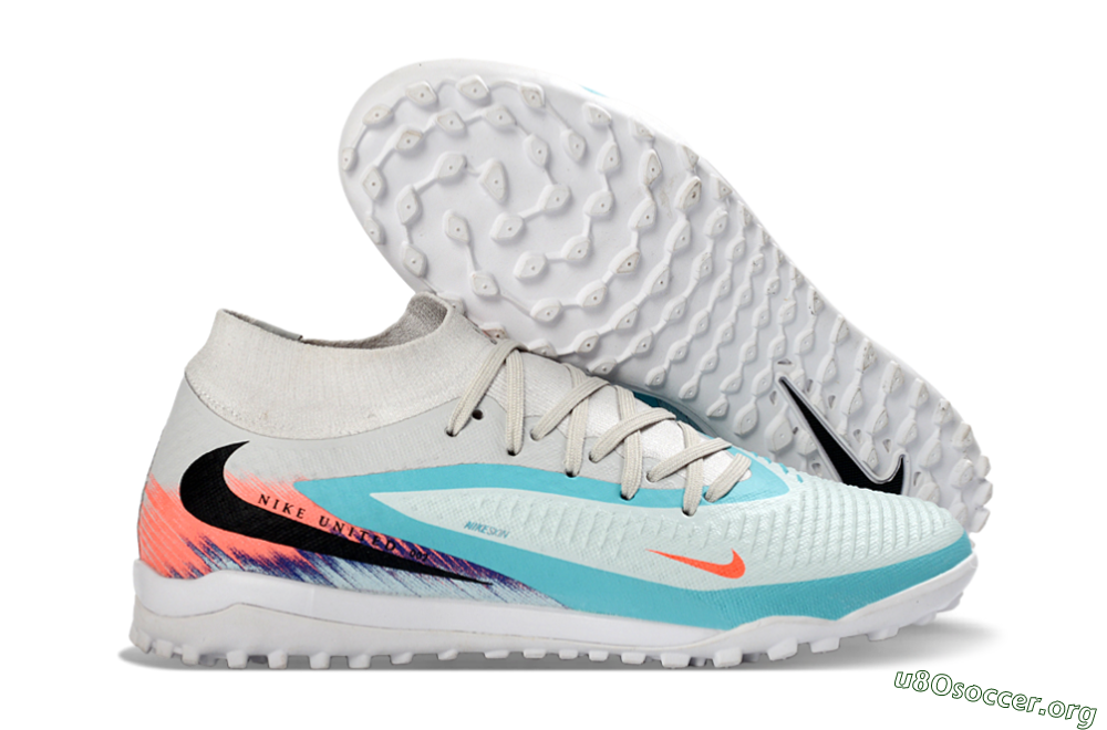 Nike Phantom 6 Elite High TF Football Shoes - Turquoise/Coral/White 2