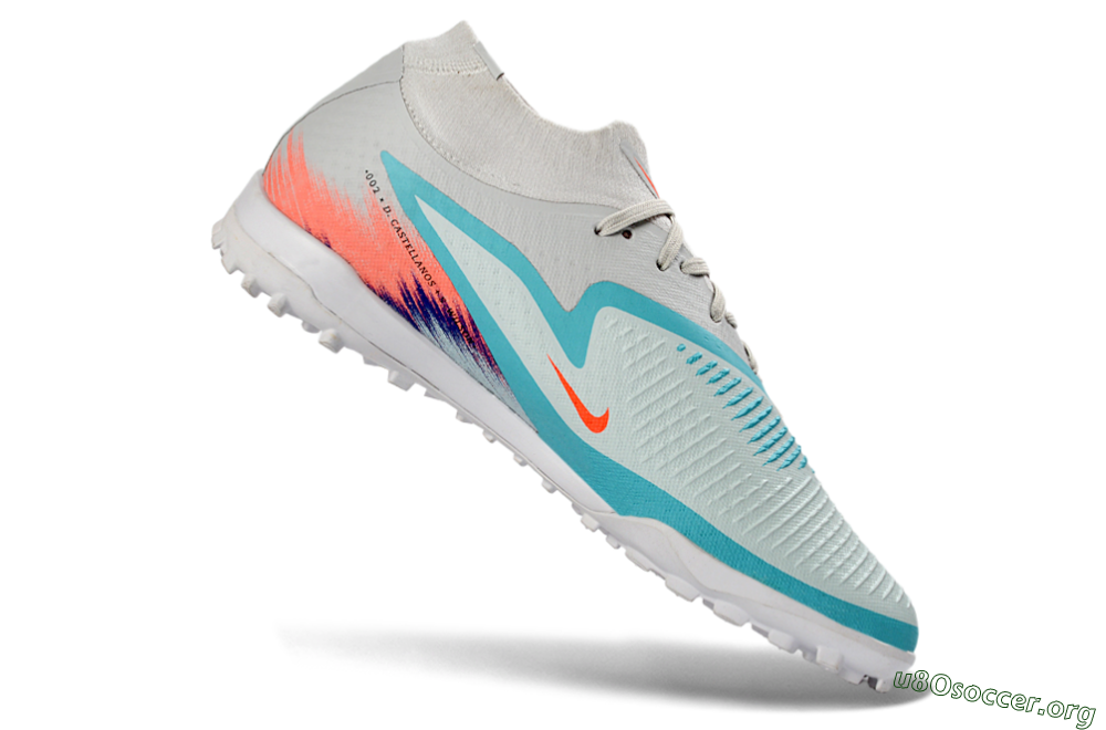 Nike Phantom 6 Elite High TF Football Shoes - Turquoise/Coral/White 4