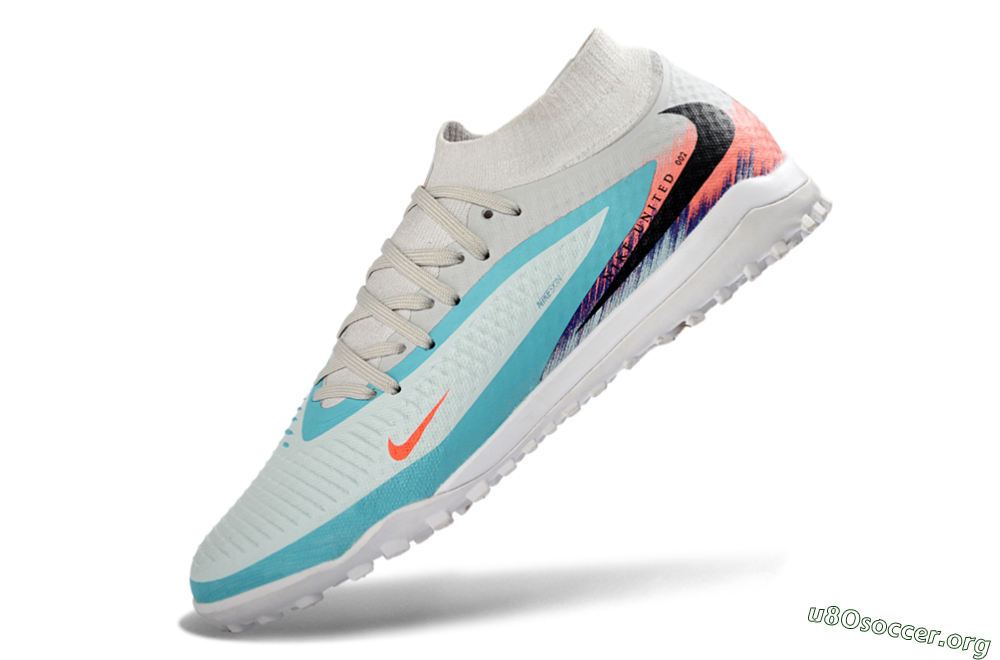 Nike Phantom 6 Elite High TF Football Shoes - Turquoise/Coral/White 5