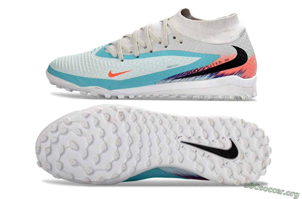 Nike Phantom 6 Elite High TF Football Shoes - Turquoise/Coral/White 1