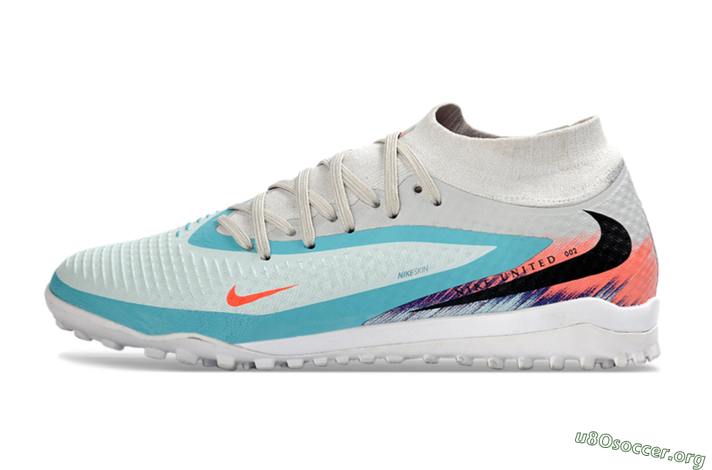 Nike Phantom 6 Elite High TF Football Shoes - Turquoise/Coral/White 3