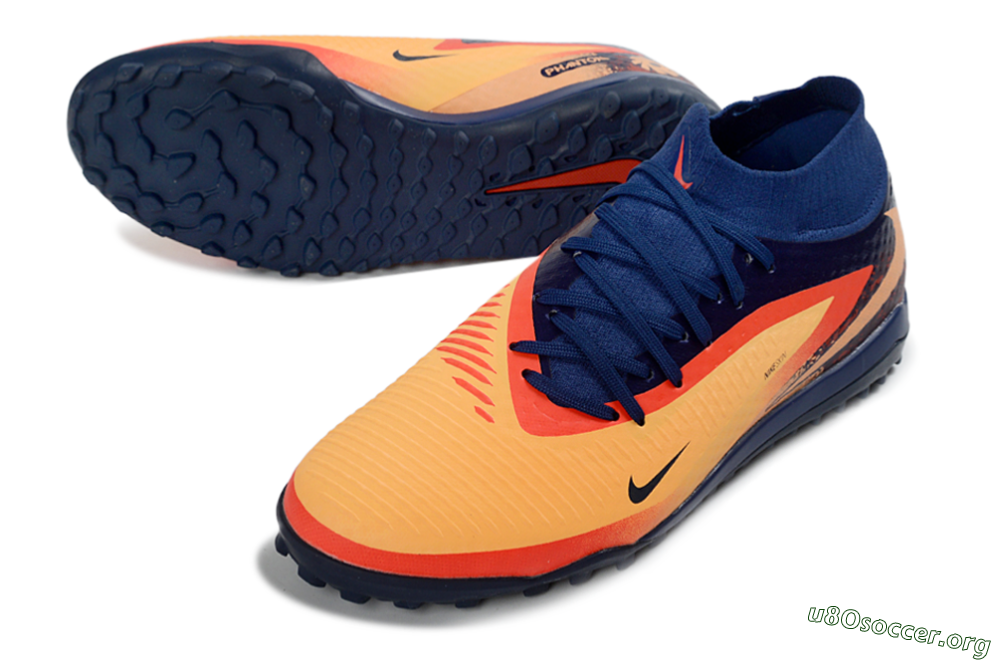 Nike Phantom 6 Elite High TF Football Shoes - Orange/Navy Blue/Fired Brick 0