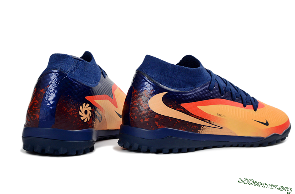 Nike Phantom 6 Elite High TF Football Shoes - Orange/Navy Blue/Fired Brick 6