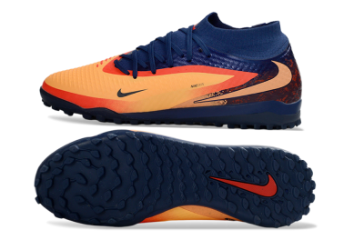 Nike Phantom 6 Elite High TF Football Shoes - Orange/Navy Blue/Fired Brick