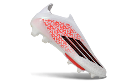 Adidas F50+ Elite Lightstrike Pro Laceless FG Football Boots - White/Crimson Glow/Black Shadow