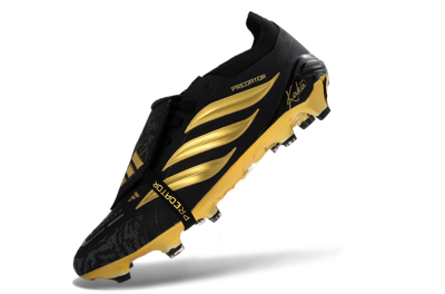 Adidas Predator 26 Elite Fold-Over Tongue FG Football Boots - Black/Gold Accent/Black Base
