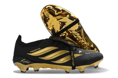 Adidas Predator 26 Elite Fold-Over Tongue FG Football Boots - Black/Gold Accent/Black Base