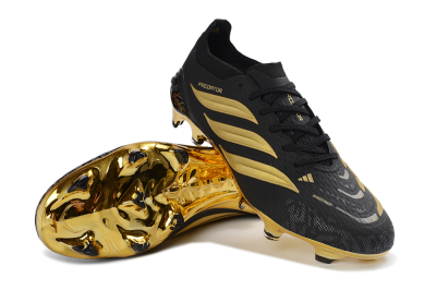 Adidas Predator 26 Elite FG Football Boots - Black/Metallic Gold/Onyx Black