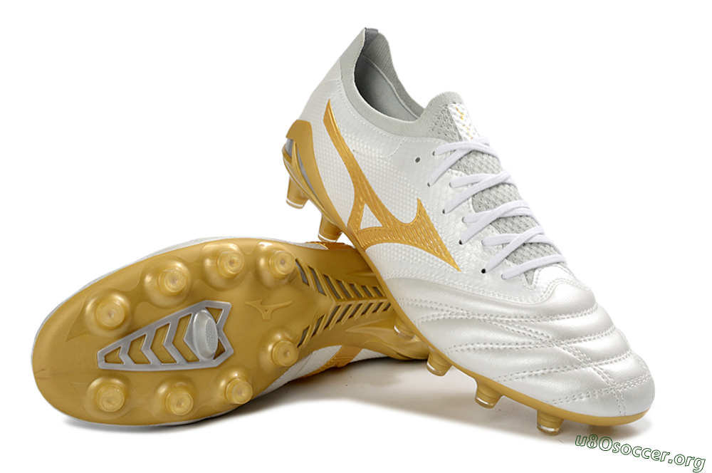 Mizuno Morelia Neo 4 FG Football Boots - White/Golden Glow/Soft Grey 0