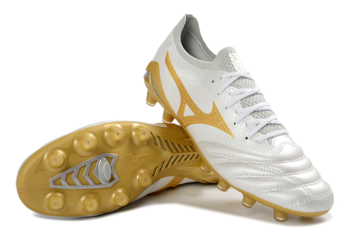 Mizuno Morelia Neo 4 FG Football Boots - White/Golden Glow/Soft Grey