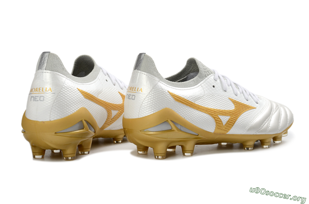 Mizuno Morelia Neo 4 FG Football Boots - White/Golden Glow/Soft Grey 6