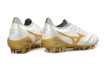 Mizuno Morelia Neo 4 FG Football Boots - White/Golden Glow/Soft Grey