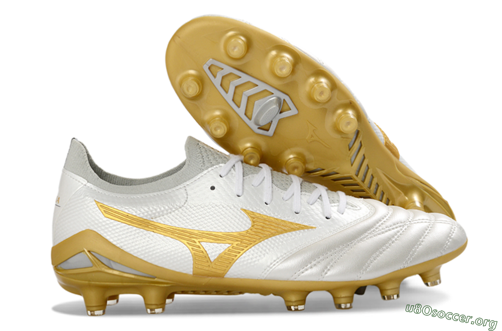 Mizuno Morelia Neo 4 FG Football Boots - White/Golden Glow/Soft Grey 2