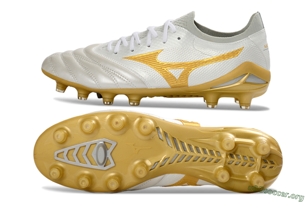 Mizuno Morelia Neo 4 FG Football Boots - White/Golden Glow/Soft Grey 1