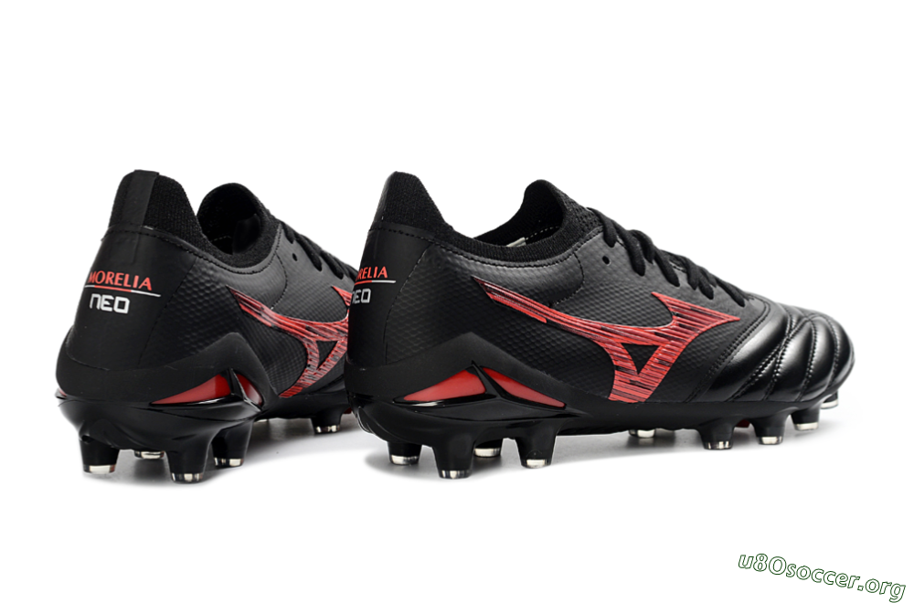 Mizuno Morelia Neo 4 FG Football Boots - Black/Crimson Red/Graphite Grey 6