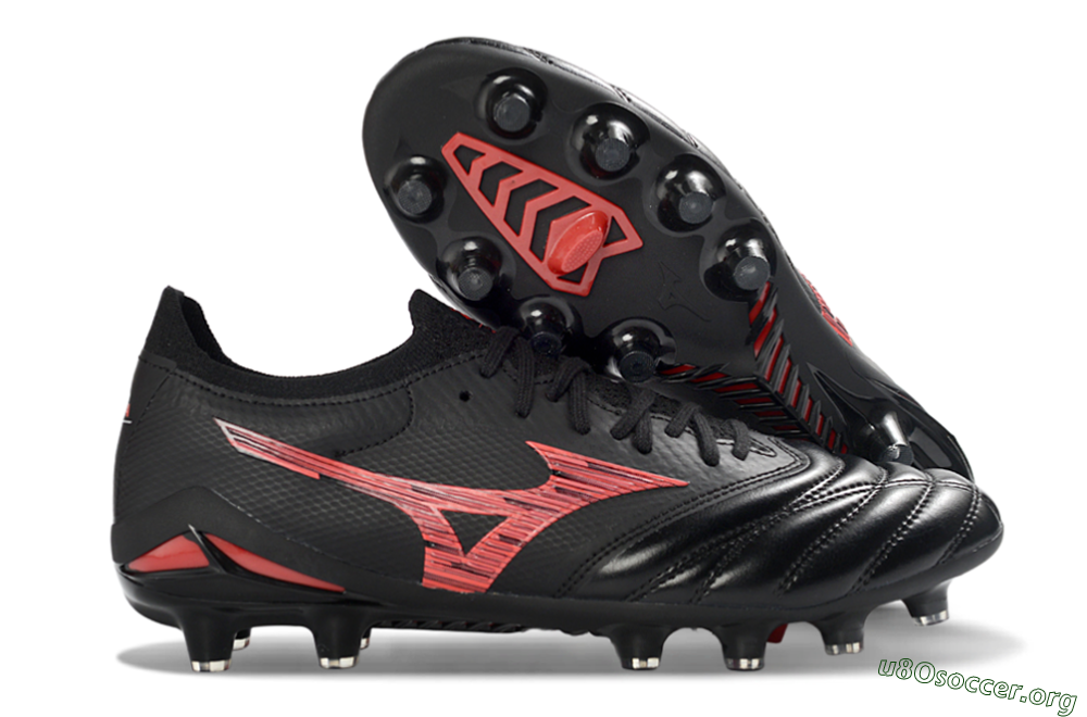 Mizuno Morelia Neo 4 FG Football Boots - Black/Crimson Red/Graphite Grey 2