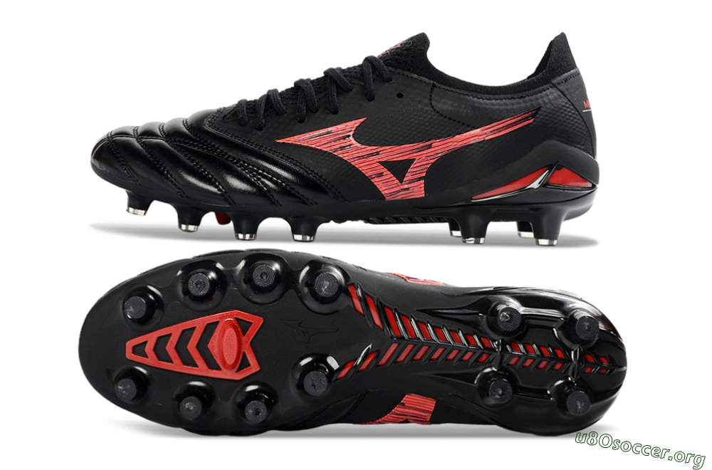 Mizuno Morelia Neo 4 FG Football Boots - Black/Crimson Red/Graphite Grey 1