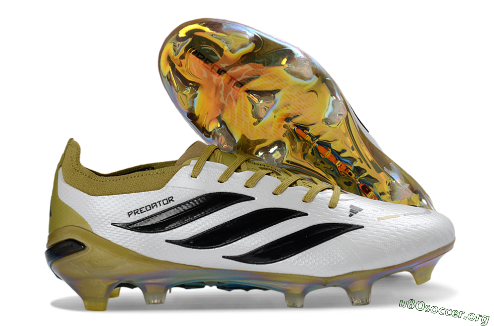 Adidas Predator 26 Elite FG Football Boots - White/Golden Olive/Black 2